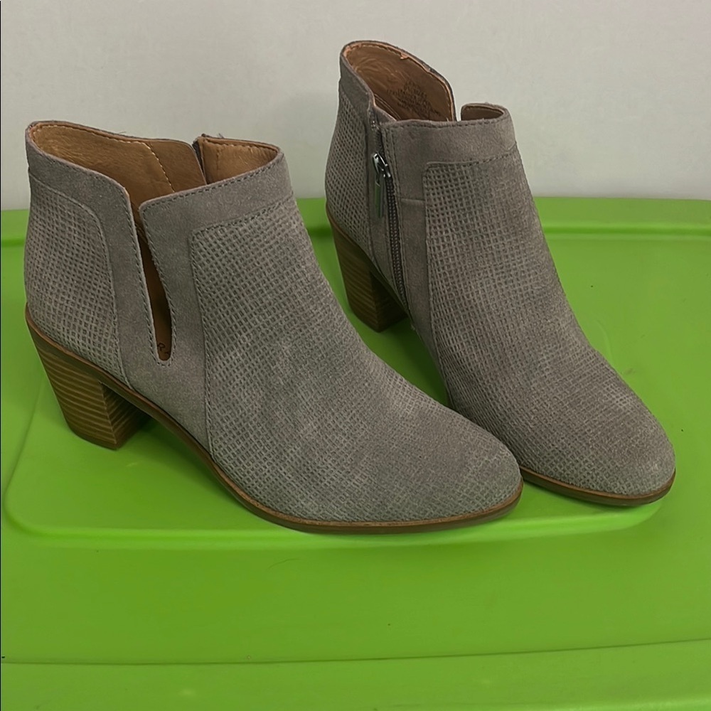 Lucky Brand Gray Ankle Booties with Side Zipper
